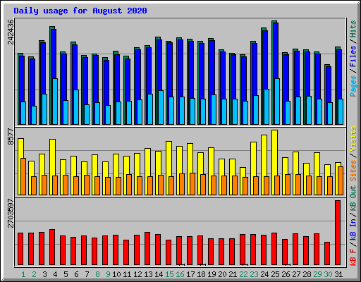 Daily usage for August 2020