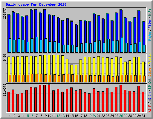 Daily usage for December 2020