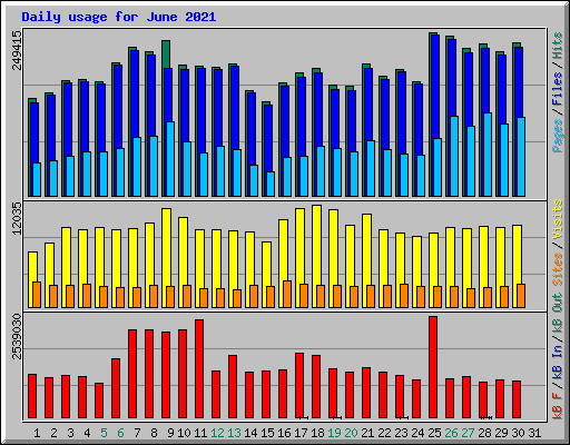Daily usage for June 2021