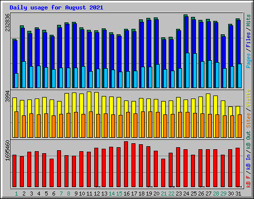Daily usage for August 2021