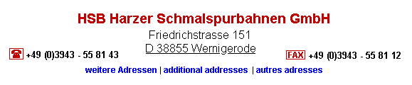 HSB Address etc... in Wernigerode