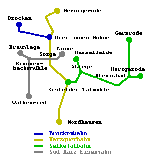 carte du rseau du Harz