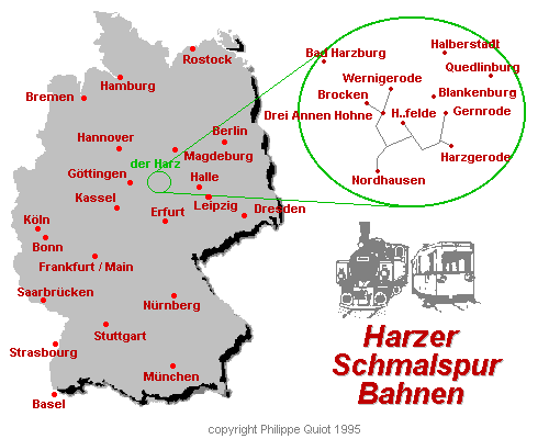 map of Germany showing the location of the Harz